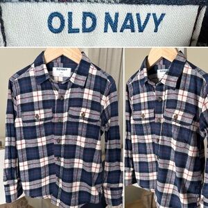 Old Navy Boys XS (5) Plaid Long Sleeve Soft-Brushed Flannel Pocket Shirt